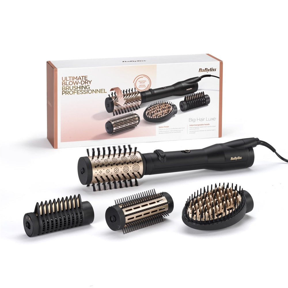 BaByliss AS970E Big Hair Luxe forgókefés hajformázó 650W, 4 kiegészítővel, fekete-arany