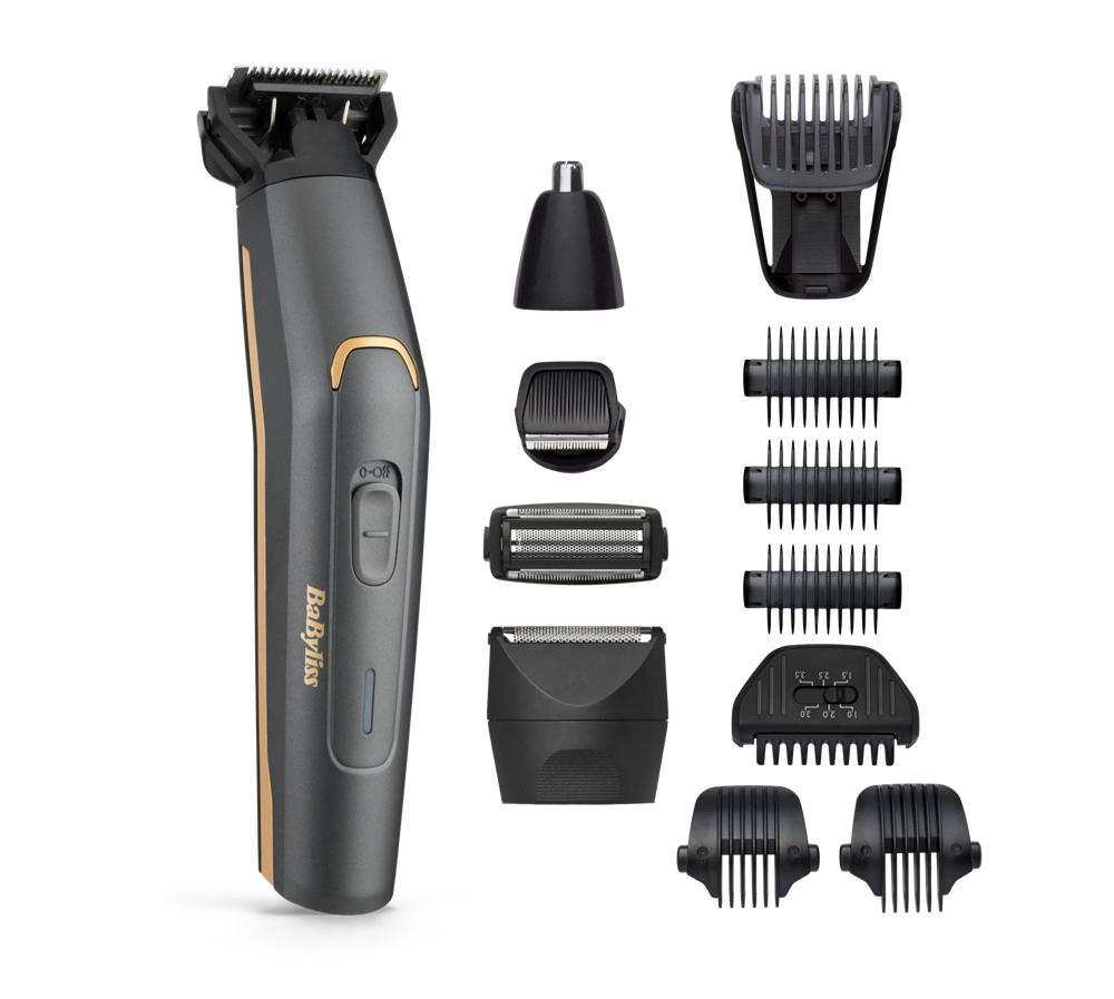 BaByliss MT987E Graphite Precision 12az1-ben, arc- és testszőrtelenítő készlet, szürke-arany