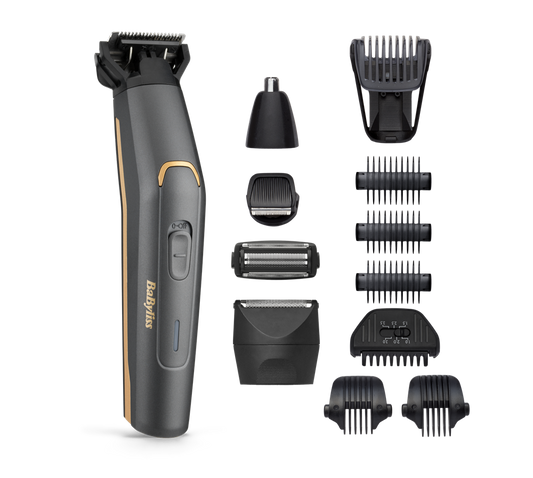 BaByliss MT987E Graphite Precision 12az1-ben, arc- és testszőrtelenítő készlet, szürke-arany