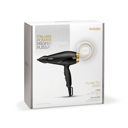 BaByliss Power Pro Hajszárító 2000W, AC motor, fekete-arany kivitel